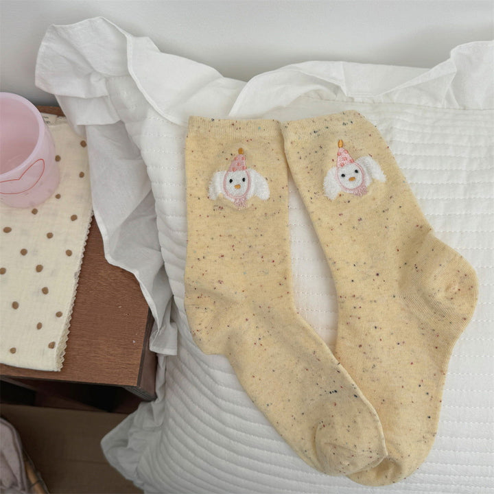 2 Pairs  Women Cartoon teddy bear ins cute Crew Socks - SocksLtd