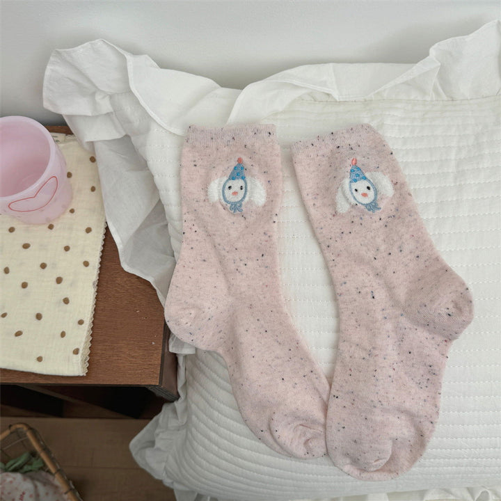 2 Pairs  Women Cartoon teddy bear ins cute Crew Socks - SocksLtd