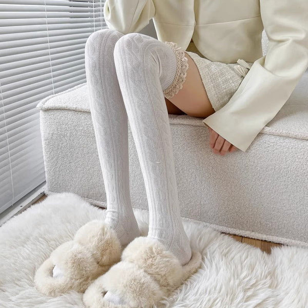 2 Pairs  Women Versatile lace Knee High Socks - SocksLtd