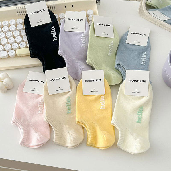 2 pairs women  stamping letter cotton No show socks - SocksLtd