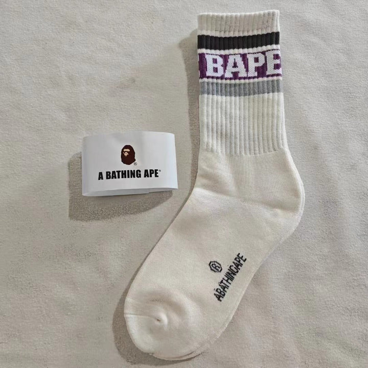 3 Pairs Alphabet color blocking Casual Crew Socks - SocksLtd