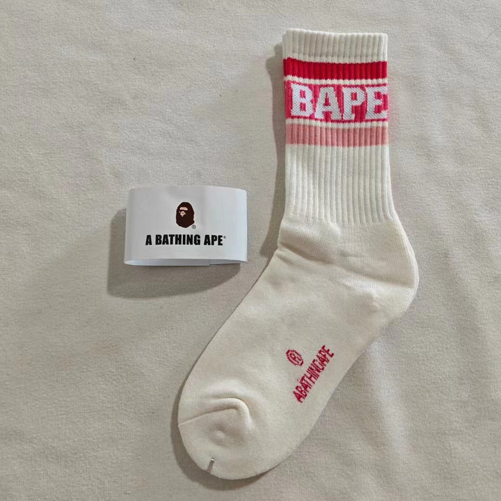 3 Pairs Alphabet color blocking Casual Crew Socks - SocksLtd