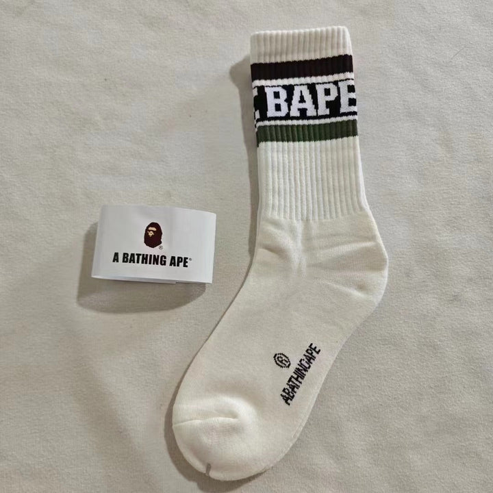 3 Pairs Alphabet color blocking Casual Crew Socks - SocksLtd