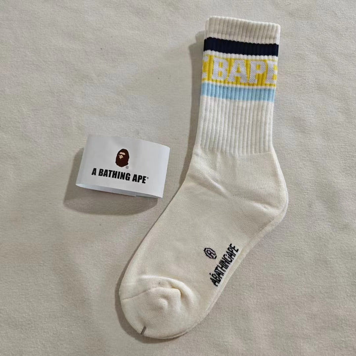 3 Pairs Alphabet color blocking Casual Crew Socks - SocksLtd