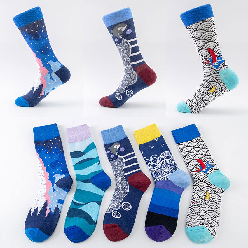 3 Pairs Fashion Cartoon Casual Crew Socks - SocksLtd