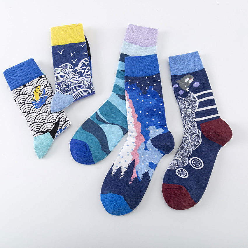 3 Pairs Fashion Cartoon Casual Crew Socks - SocksLtd