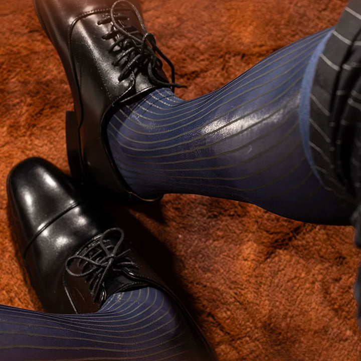 3 Pairs Men Dress Thickened Mirror Laser Knee High Socks - socksltd