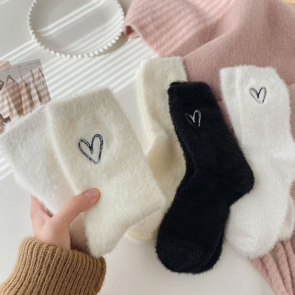 3 Pairs Mink Velvet Love Thermal Crew Socks - SocksLtd