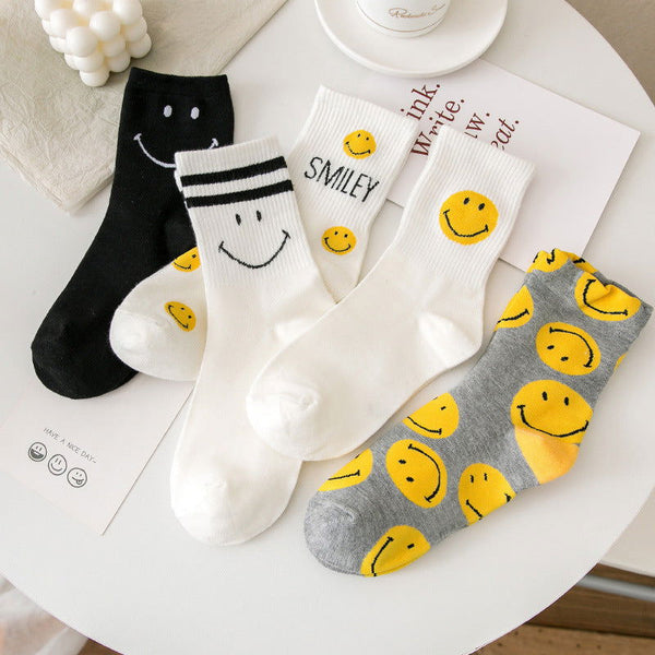 3 Pairs Smiling face stripes Thermal Crew Socks - SocksLtd