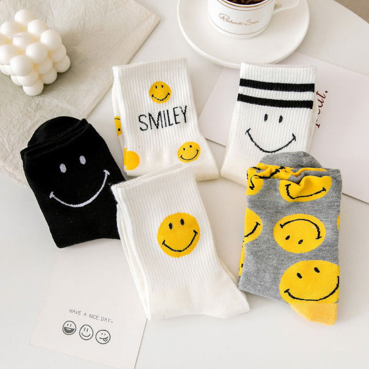 3 Pairs Smiling face stripes Thermal Crew Socks - SocksLtd