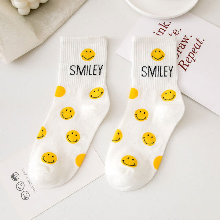 3 Pairs Smiling face stripes Thermal Crew Socks - SocksLtd