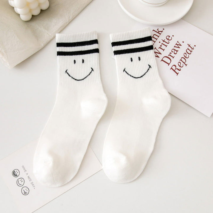 3 Pairs Smiling face stripes Thermal Crew Socks - SocksLtd