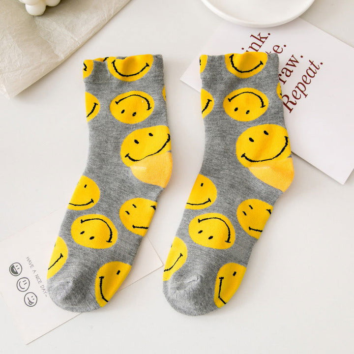 3 Pairs Smiling face stripes Thermal Crew Socks - SocksLtd