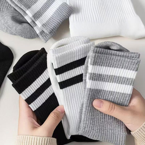 3 Pairs Sports stripes Casual Crew Socks - SocksLtd