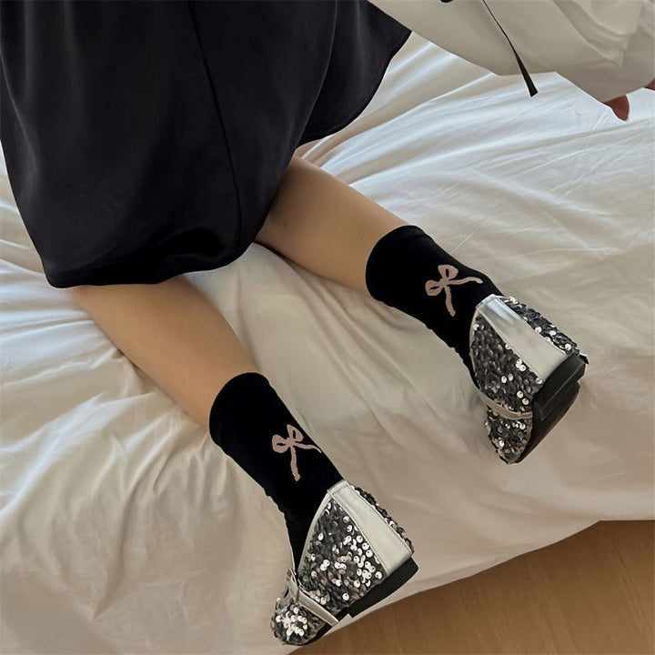 3 Pairs Trendy Bow Comfy  Breathable Crew Socks - SocksLtd