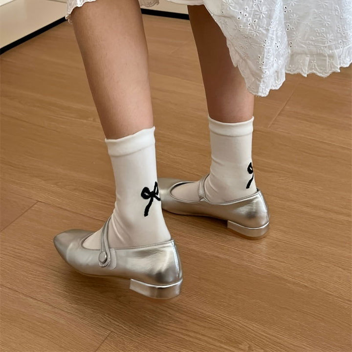 3 Pairs Trendy Bow Comfy  Breathable Crew Socks - SocksLtd