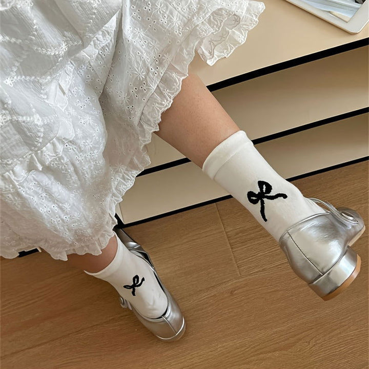 3 Pairs Trendy Bow Comfy  Breathable Crew Socks - SocksLtd