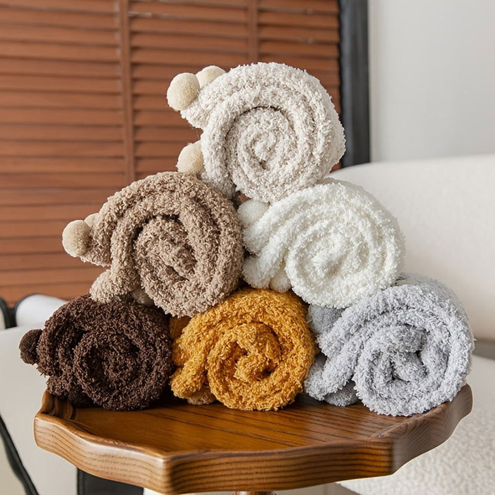 3 Pairs  Cute Bear Fuzzy Coral Fleece Thermal Crew Socks - SocksLtd