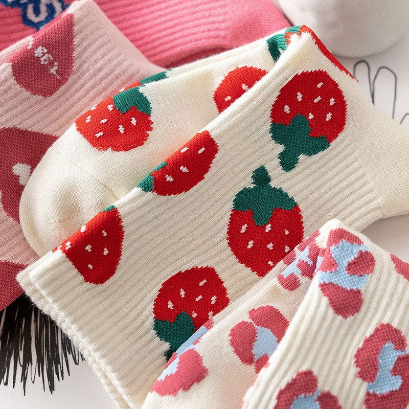 4 Pairs Japanese Cute Casual Crew Socks - SocksLtd