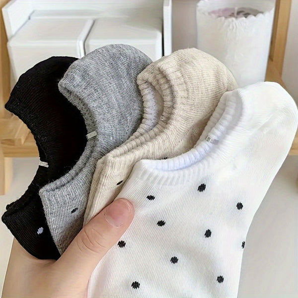 4 Pairs Polka Dot Low Cut Invisible Ankle Socks - SocksLtd