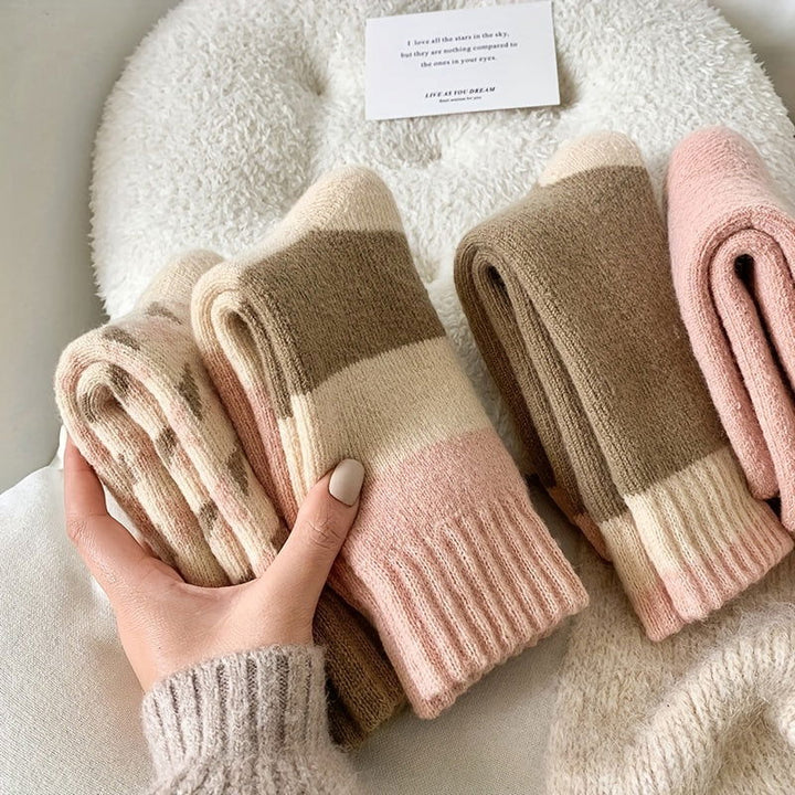 4 Pairs Thermal Warm Comfy Terry Mid Tube Crew Socks - SocksLtd