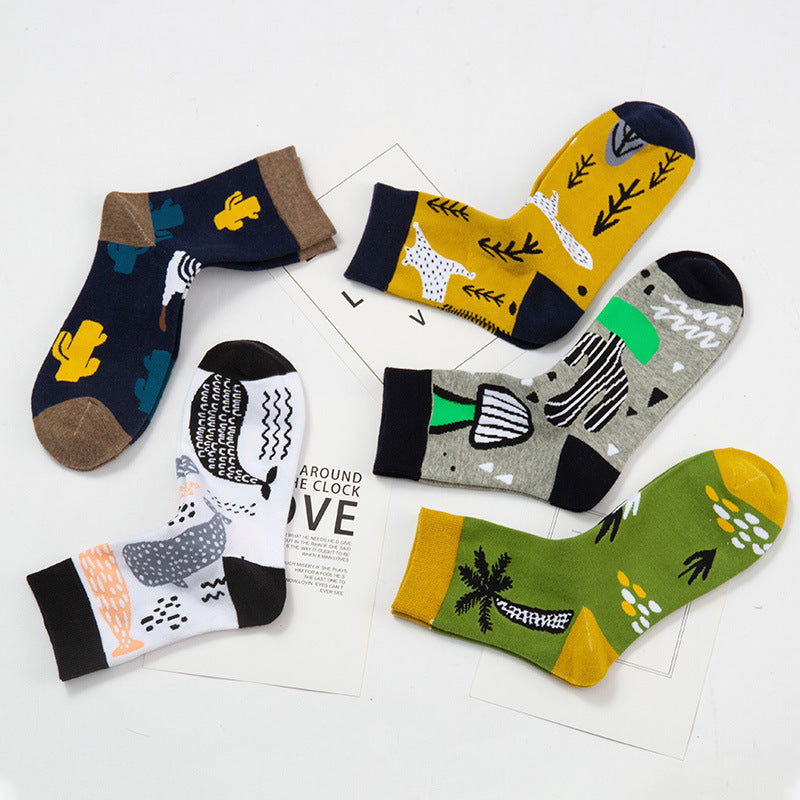 5 Pairs Abstract fashion Crew Socks - SocksLtd