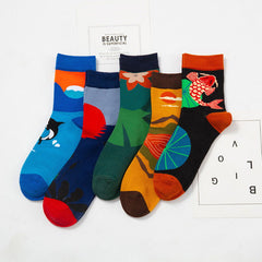 5 Pairs Abstract fashion Crew Socks - SocksLtd