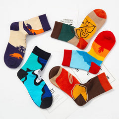 5 Pairs Abstract fashion Crew Socks - SocksLtd