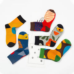 5 Pairs Abstract fashion Crew Socks - SocksLtd