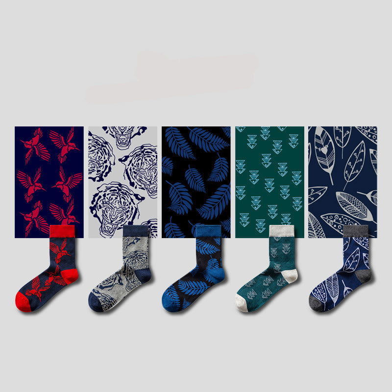 5 Pairs Abstract fashion Crew Socks - SocksLtd