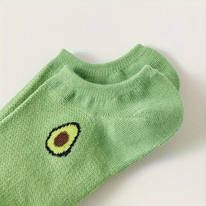 5 Pairs Avocado Print Soft  Fruit Vegetable Ankle Socks - SocksLtd