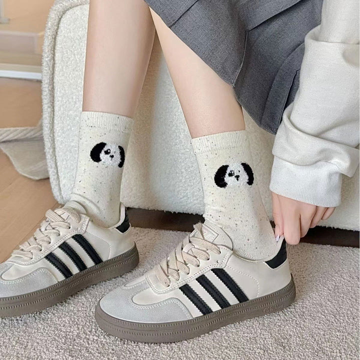 5 Pairs Butterfly knot Dot yarn Crew Socks - SocksLtd