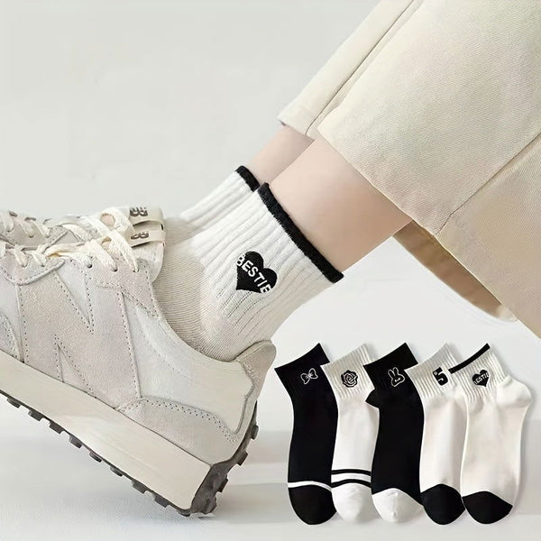 5 Pairs Cartoon Breathable Thin Casual Sports Ankle Socks - SocksLtd