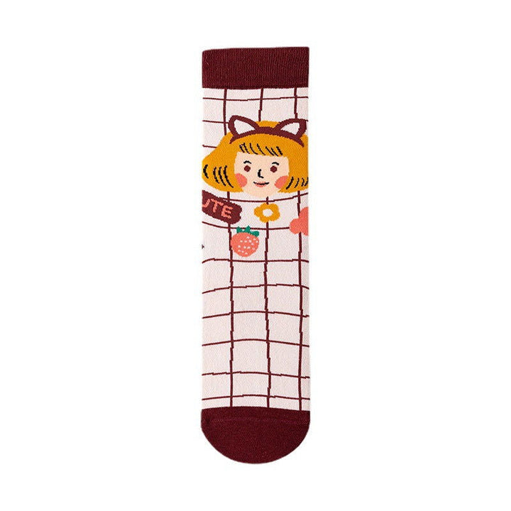 5 Pairs Cartoon illustration fashion Fun Crew Socks - SocksLtd