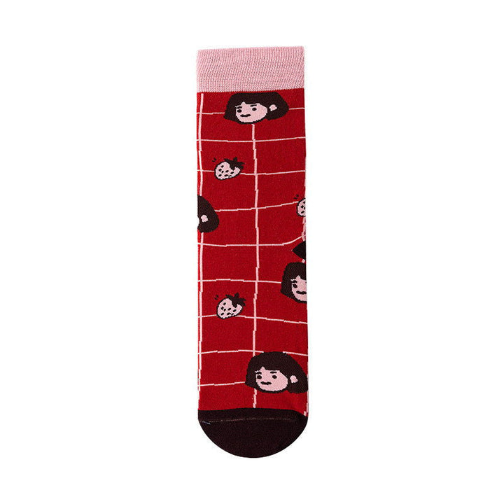 5 Pairs Cartoon illustration fashion Fun Crew Socks - SocksLtd