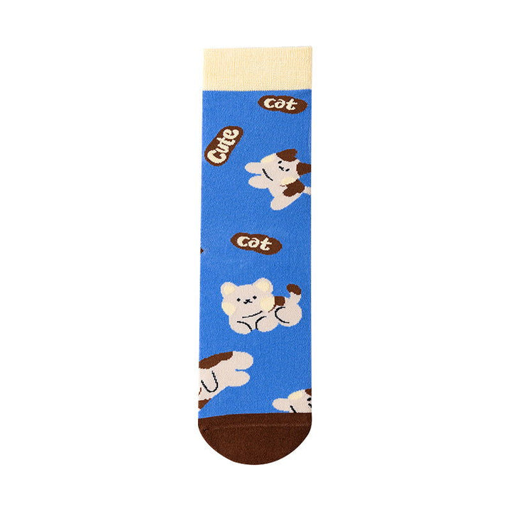 5 Pairs Cartoon illustration fashion Fun Crew Socks - SocksLtd