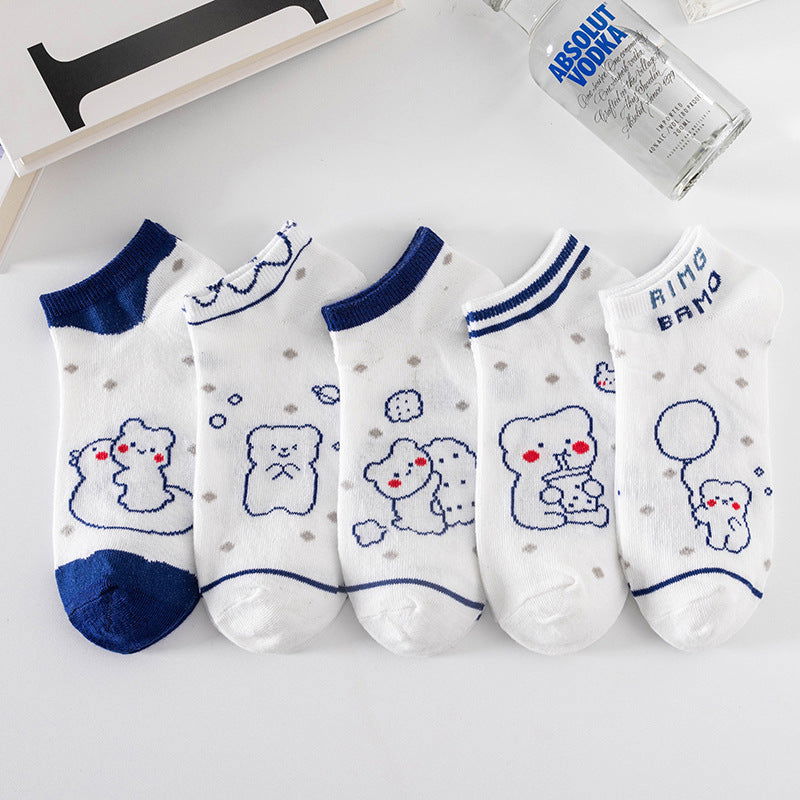 5 Pairs College style Cartoon Casual Socks - SocksLtd