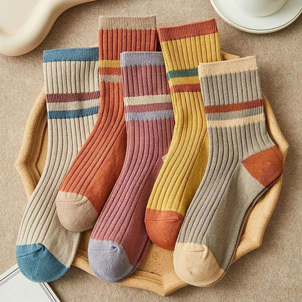 5 Pairs Colorful striped fashion Casual Crew Socks - SocksLtd