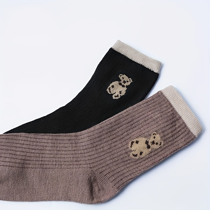 5 Pairs Cute Bear Soft Crew Socks - SocksLtd