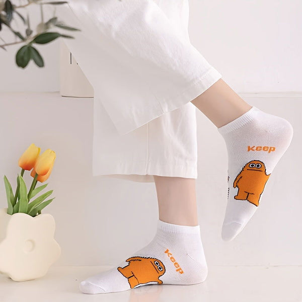 5 Pairs Cute Cartoon Soft Polyester Blend Funny Ankle Socks - SocksLtd