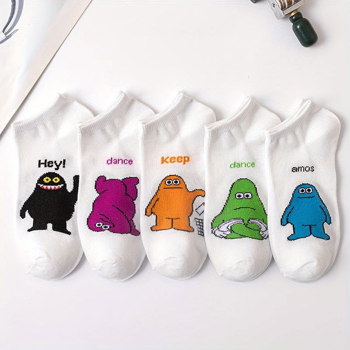 5 Pairs Cute Cartoon Soft Polyester Blend Funny Ankle Socks - SocksLtd