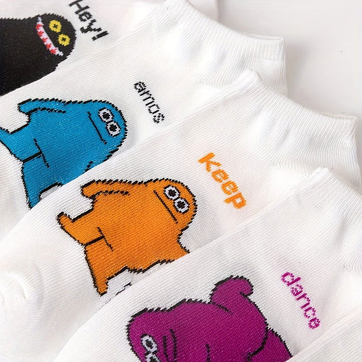 5 Pairs Cute Cartoon Soft Polyester Blend Funny Ankle Socks - SocksLtd