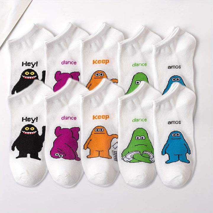 5 Pairs Cute Cartoon Soft Polyester Blend Funny Ankle Socks - SocksLtd