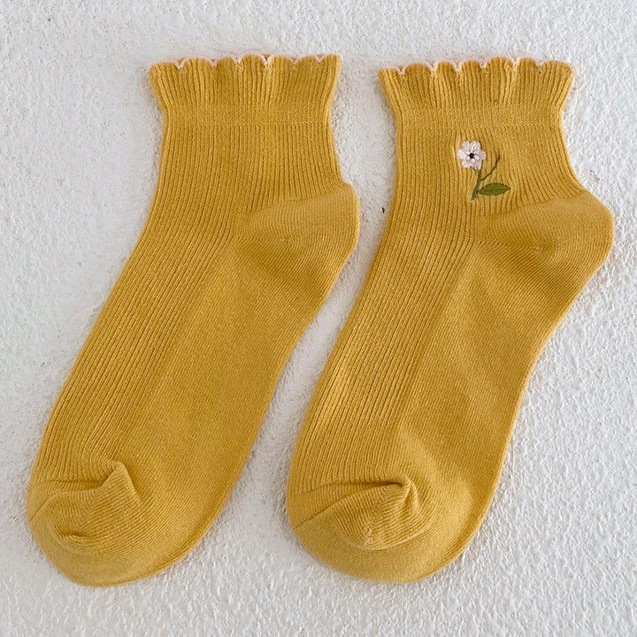 5 Pairs Cute floret curling Crew Socks - SocksLtd