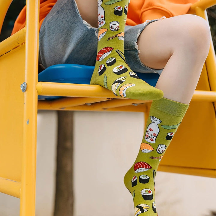 5 Pairs Egg Burger Trendy  Fruit Vegetable Crew Socks - SocksLtd
