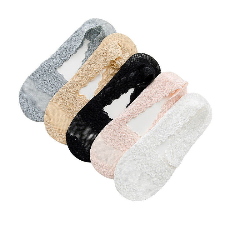 5 Pairs Elegant Cherry Blossom Invisible Lace No Show Socks - SocksLtd