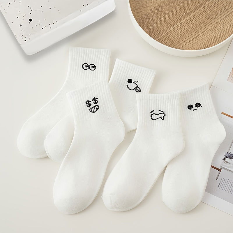 5 Pairs Expressio Simple Breathable Crew Socks - SocksLtd