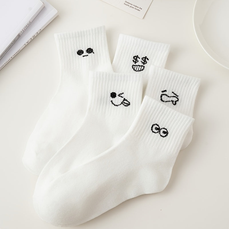 5 Pairs Expressio Simple Breathable Crew Socks - SocksLtd