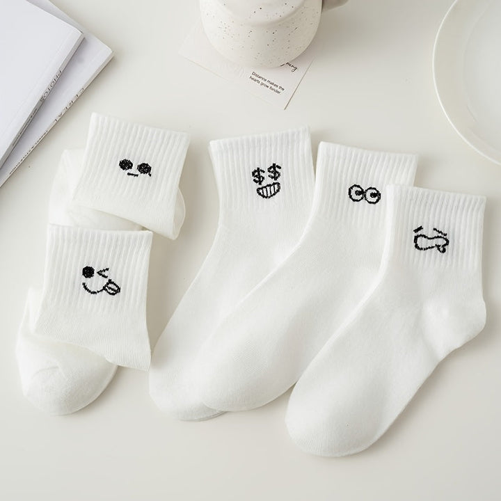 5 Pairs Expressio Simple Breathable Crew Socks - SocksLtd