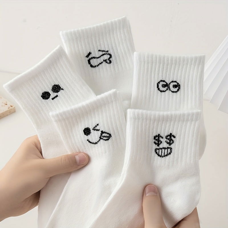 5 Pairs Expressio Simple Breathable Crew Socks - SocksLtd